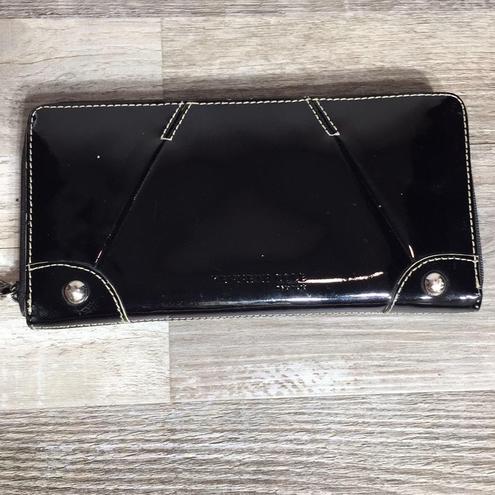 Kenneth Cole Black Patent Zip Around Wallet